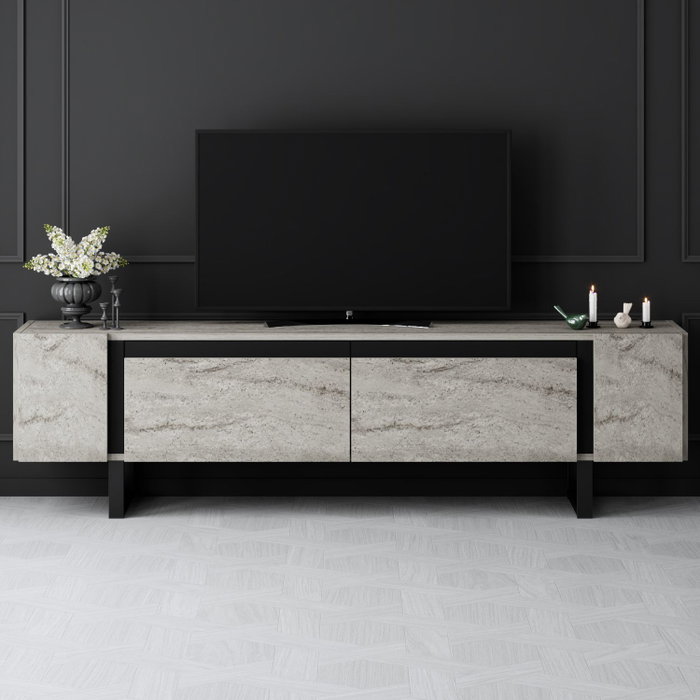 Hanah Home Mueble para TV Yildiz Travertino y Negro Hanah Home Mueble para TV Yildiz Travertino y Negro